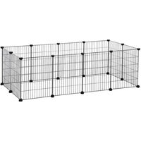 Produktbild von SONGMICS DIY-Kleintiergehege aus Metall Schwarz für Kaninchen und Hamster
