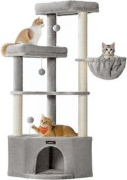 SONGMICS HOME Jumbo Kratzbaum für Katzen mit großer Kuschelhöhle und Sisal in Grau und Beige – Bild 1 von 8