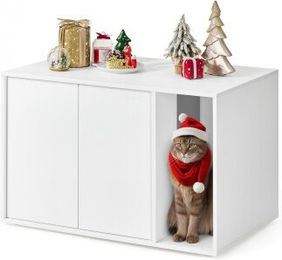SONGMICS HOME Katzenklo-Schrank aus Holz mit Push-to-Open Türen in Weiß für erwachsene Katzen – Bild 1 von 13