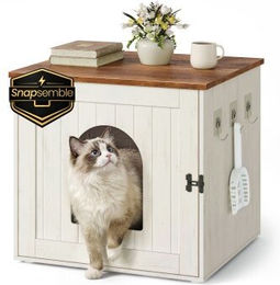 SONGMICS HOME Katzenklo-Schrank Snapsemble aus Holz als Möbel-Toilette für Katzen – Bild 1 von 3