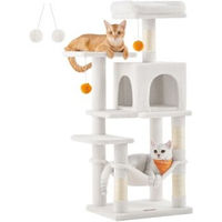 Produktbild von SONGMICS HOME Kratzbaum für Katzen mit Hängematte und Höhle in Weiß aus Plüsch