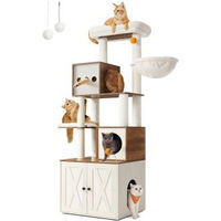 Produktbild von SONGMICS HOME Kratzbaum mit Katzenklo-Schrank und Plüschkissen 185cm Braun Weiß