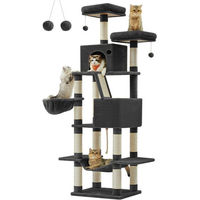 Produktbild von SONGMICS HOME XXL Kratzbaum für große Katzen mit Sisalsäulen und Kippschutz 206 cm Schwarz Grau