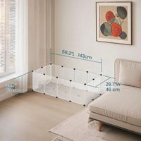 Produktbild von SONGMICS Kleintier Freigehege XL mit Bodenplatten aus Kunststoff für Kaninchen Meerschweinchen und Hamster in Weiß und Grau