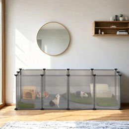 SONGMICS Kleintierfreigehege XXL mit Bodenplatten Grau aus Kunststoff – Bild 1 von 8