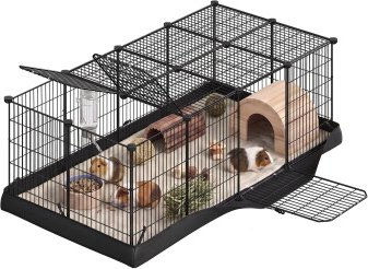 SONGMICS Kleintiergehege Freilaufgehege mit wasserresistenter Unterlage und Doppeltür 140 x 70 x 45 cm – Bild 1 von 1