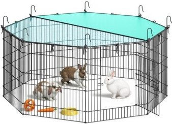 SONGMICS Kleintiergehege Meerschweinchenkäfig mit Abdeckung und Oxford-Gewebe Schwarz 175 x 175 x 80 cm – Bild 1 von 3