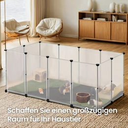 SONGMICS Kleintiergehege mit wasserfester Unterlage aus Kunststoff Weiß 145 x 73 x 57 cm – Bild 1 von 7
