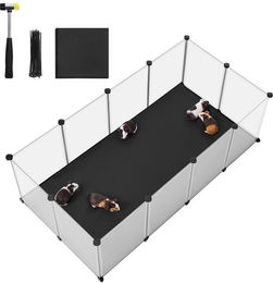SONGMICS Kleintiergehege mit wasserfester Unterlage und Bodenplatten in Weiß 125 x 63 x 42 cm – Bild 1 von 13