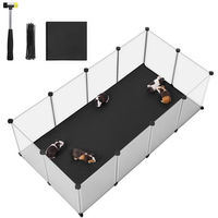 Produktbild von SONGMICS Kleintiergehege mit wasserfester Unterlage und Bodenplatten in Weiß 125 x 63 x 42 cm