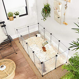 SONGMICS Kleintierkäfig 2er Set Freigehege mit Bodenplatten aus Kunststoff für Meerschweinchen Hamster und Kaninchen Weiß LPC002W02 – Bild 1 von 4