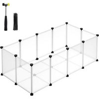 Produktbild von SONGMICS Kleintierkäfig Freigehege L in Weiß mit Kunststoff Bodenplatten für Kaninchen Hamster und Meerschweinchen 125 x 63 x 42 cm