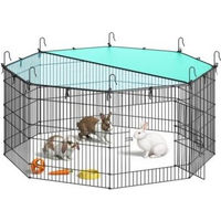 Produktbild von SONGMICS Kleintierkäfig mit Abdeckung und Sonnenschutz für Meerschweinchen Schwarz 138 x 138 x 60 cm