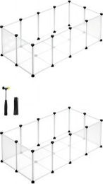 SONGMICS Kleintierkäfig XXL Freigehege mit Bodenplatten Weiß und Grau aus Kunststoff 125 x 63 x 42 cm – Bild 1 von 8