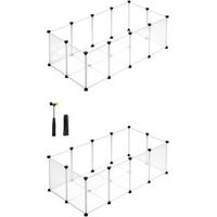 Produktbild von SONGMICS Kleintierkäfig XXL Freigehege mit Bodenplatten Weiß und Grau aus Kunststoff 125 x 63 x 42 cm