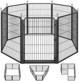 SONGMICS Laufstall aus Edelstahl mit Tür für Indoor und Outdoor in Schwarz – Bild 1 von 2