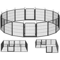 Produktbild von SONGMICS Laufstall aus Edelstahl mit Tür für Indoor und Outdoor Schwarz