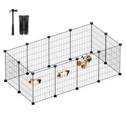 SONGMICS XXL Kleintiergehege Freilauf aus Metall für Kaninchen und Hamster Schwarz 143 x 73 x 46 cm – Bild 1 von 7