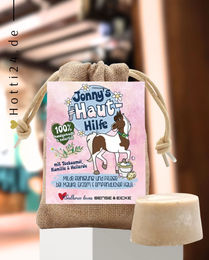 Produktbild von SOULHORSE Jonny’s Haut-Hilfe Seife für die Fellpflege im Jutesack 100g