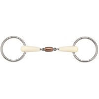 Produktbild von Soyo Happy Mouth Gebiss für Pferde mit 2 abnehmbaren Ringen und Kupferrolle aus Edelstahl in Silber