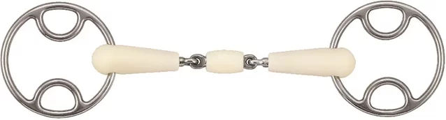 Soyo Happy Mouth Gebiss für Pferde mit 2 Ringen, Doppelgelenk und Rolle aus Edelstahl – Bild 1 von 1