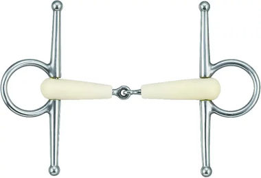 Produktbild von Soyo Happy Mouth Nadelgebiss für Pferde aus Edelstahl mit einfachem Gelenk in Silber und Weiß