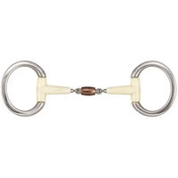 Produktbild von Soyo Olivenbaum-Gebiss für Pferde doppelt gebrochen mit Kupferrolle Flat Ring Contour aus Edelstahl