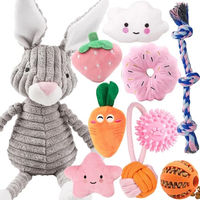 Produktbild von Speedy Panther Hundespielzeug Set aus Plüsch für Welpen und kleine Hunde mit Zahnpflegefunktion in Rosa und Bunt, 10 Stück