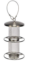 Spetebo Edelstahl Vogel Futterstation mit 2 Sitzringen Silber 27,5 x 14 cm – Bild 1 von 2