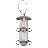 Produktbild von Spetebo Edelstahl Vogel Futterstation mit 2 Sitzringen Silber 27,5 x 14 cm