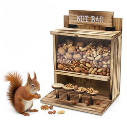 Spetebo Eichhörnchenhaus Futterstation aus FSC Holz in Natur Braun – Bild 1 von 13