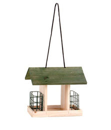 Spetebo Holz Vogel Futterhaus 24 cm mit 2 Körben und Streufutterfach – Bild 1 von 2