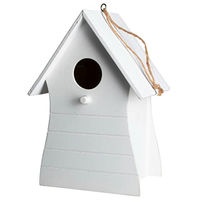 Produktbild von Spetebo Holz Vogelhaus zum Aufhängen Weiß 20 x 14 cm Nistkasten mit Fütterungsluke
