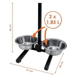 Spetebo Hunde Futterstation höhenverstellbar mit 2 Metallschüsseln für kleine bis mittlere Hunde – Bild 1 von 7