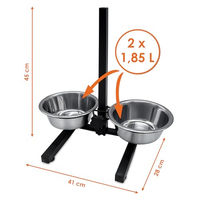 Produktbild von Spetebo Hunde Futterstation höhenverstellbar mit 2 Metallschüsseln für kleine bis mittlere Hunde
