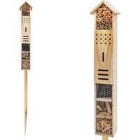 Produktbild von Spetebo Insektenhotel Set aus Holz mit Erdspieß 79 cm Natur Beige - 79 cm