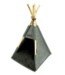 Spetebo Katzenhöhle als Kuschelhöhle aus Holz und Filz in Grau und Natur für erwachsene Katzen – Bild 1 von 2