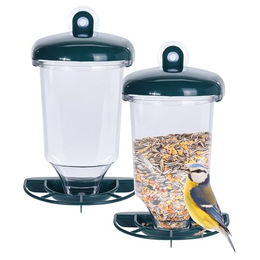 Spetebo Vogelhaus Set aus transparentem Kunststoff mit Saugnäpfen zur Befestigung an Glasscheiben 22 x 14 cm – Bild 1 von 4