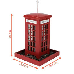 Spetebo Vogelhaus Telefonzelle aus Holz in Rot zum Aufhängen 21 x 15 cm – Bild 1 von 5