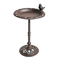 Produktbild von Spetebo Vogeltränke aus Gusseisen in Antik Braun mit Standfuß 39 cm