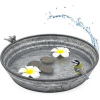 Produktbild von Spetebo Vogeltränke aus verzinktem Metall in Silber Antik Optik mit Deko Figuren 36 x 6 cm