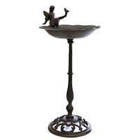 Produktbild von Spetebo Vogeltränke Elfe aus Gusseisen in Antik Braun mit Standfuß 51 cm