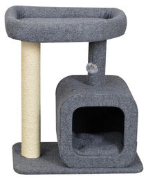 SpirePets Kratzbaum für Katzen mit Häuschen und 2 Ebenen als Schlafplatz und Sprungplattform – Bild 1 von 1