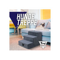 Produktbild von SPOCADO Albion Haustiertreppe 3-stufig für Hunde und Katzen mit Plüschbezug Grau 34 x 38 x 46 cm