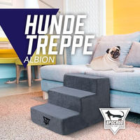 Produktbild von SPOCADO Albion Haustiertreppe 3-stufige Hundetreppe und Katzentreppe mit Plüschbezug Schwarz 34 x 38 x 46 cm