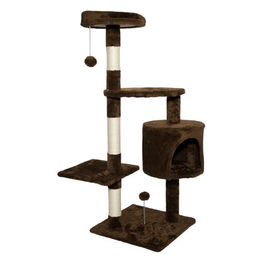 SPOCADO Athletic Kratzbaum für Katzen mit Höhle und Plattform in Braun 112 x 40 x 40 cm mit Sisal-Kratzsäulen – Bild 1 von 5