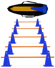 Sportikel24 Agility Cavaletti Kegelhürden Set mit 100 cm Stangen und Tragetasche Blau/Orange – Bild 1 von 7
