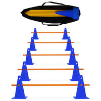 Produktbild von Sportikel24 Agility Cavaletti Kegelhürden Set mit 100 cm Stangen und Tragetasche Blau/Orange