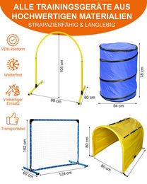 SPORTIKEL24 Agility-Slalom Hoopers Profi-Set VDH-konform aus Aluminium in Weiß/Bunt – Bild 1 von 4