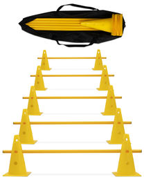 Sportikel24 Cavaletti-Hürden 5er-Set aus Kunststoff in Gelb mit 100 cm Stangen für Agility und Reha – Bild 1 von 13